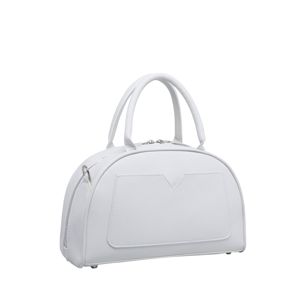 Handle bag as crossbody bag made of nappa leather white
